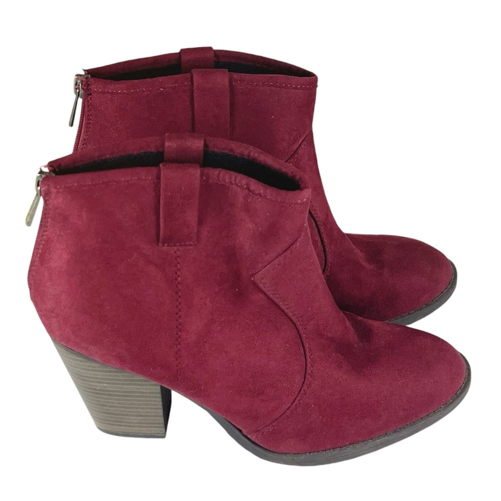Soda Western Faux Suede Ankle Boots Size 10 in Burgundy‎ Fall / Autumn Bo…